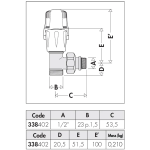 Caleffi Angled Radiator Valve (PeX)