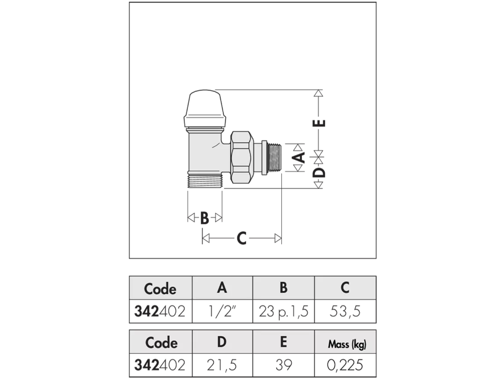 Caleffi Angled Lockshield Valve (copper)