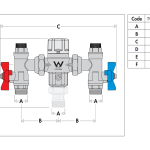 Caleffi 5213 20mm Tempering Valve with Hot and Cold Check Valves and Isolators