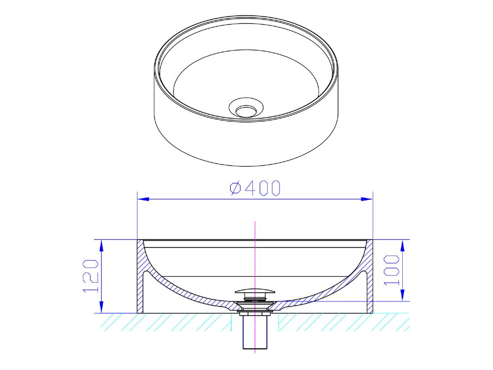 Round basin Ø400x105mm gloss white