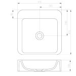 iStone Soft Square Basin 410 x 415 x 105mm Gloss White (not drilled)