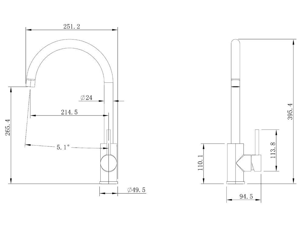 Pioneer Swivel Spout Kitchen Mixer Brushed Stainless