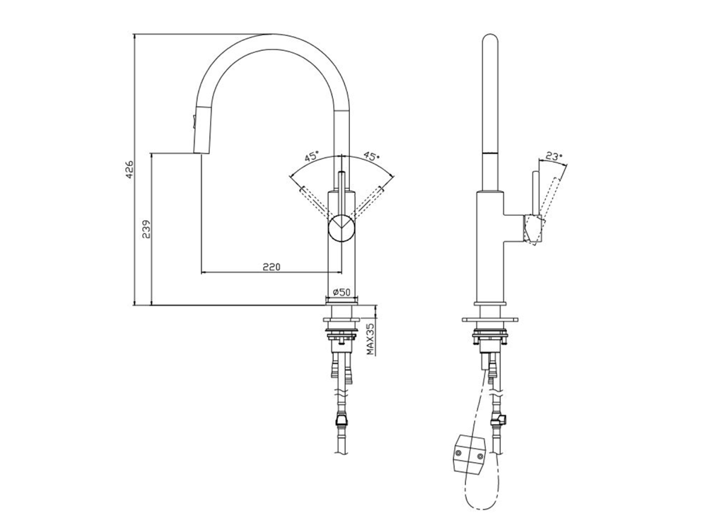 Pioneer Extractable Kitchen Mixer Chrome