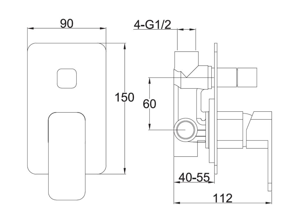 Project Shower Divert Mixer Chrome