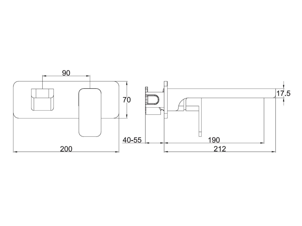 Project Wall Mounted Basin Mixer Satin Black