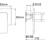 Project Shower/Bath Mixer with a Square Faceplate Satin Black