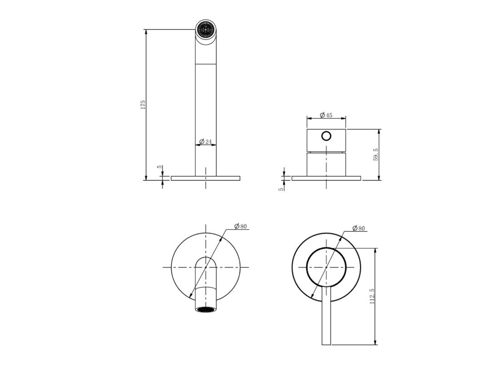 Pioneer Wall Basin Set Brushed Stainless