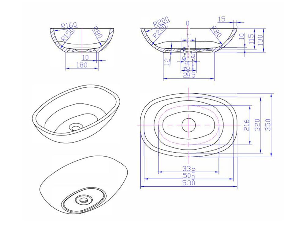 iStone Coco Basin 530 x 350 x 130mm Matte White