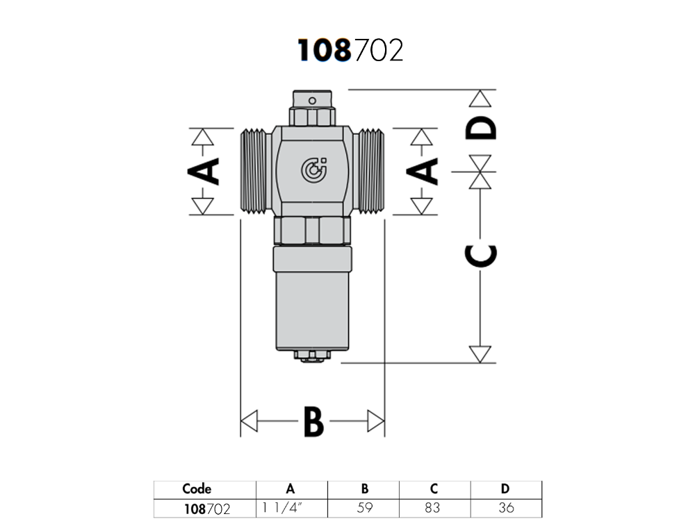 Caleffi 108 Series Anti-Freeze Valve 32mm High Temp