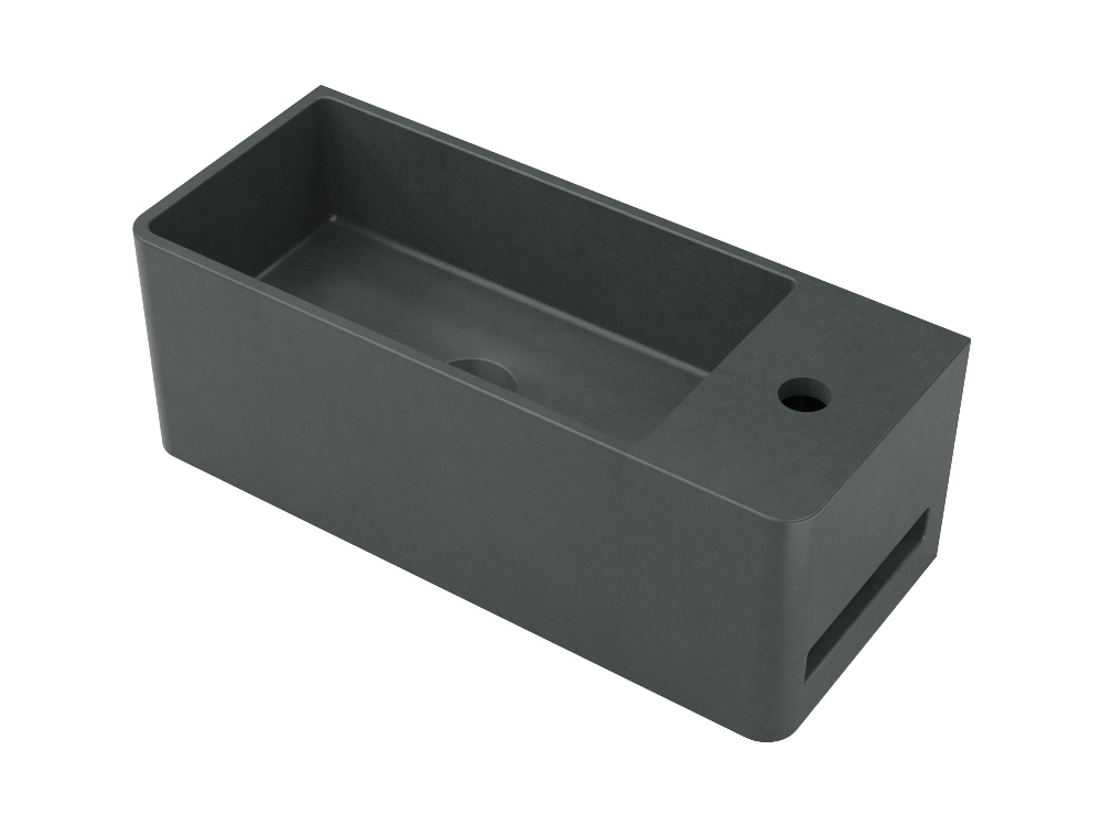 Tussock Concrete Basin 550 x 230mm With Tap Hole Black Earth