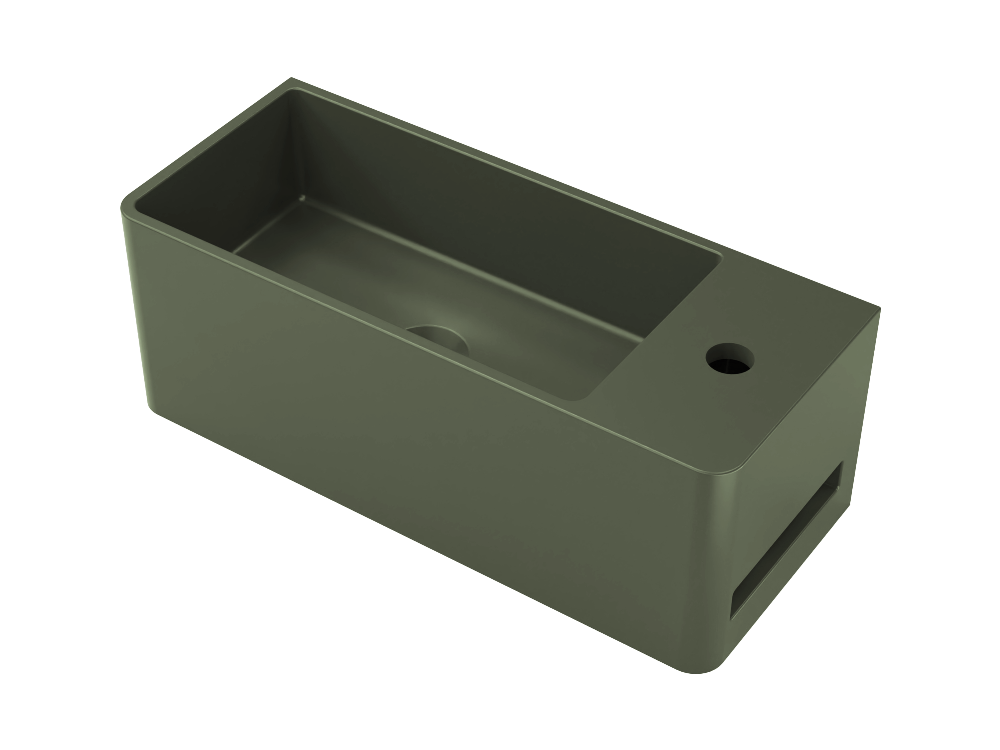 Tussock Concrete Basin 550 x 230mm With Tap Hole Grey Green