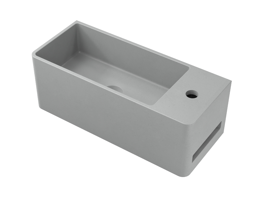 Tussock Concrete Basin 550 x 230mm With Tap Hole Grey White