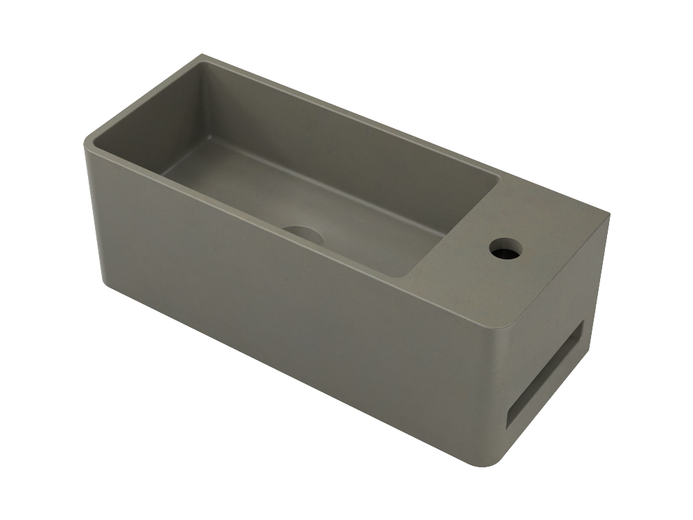 Tussock Concrete Basin 550 x 230mm With Tap Hole Taupe Clay