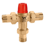 Caleffi 5213 Low Lead TMV 20mm Tempering Valve with Hot and Cold Check= Valves and Straight Unions