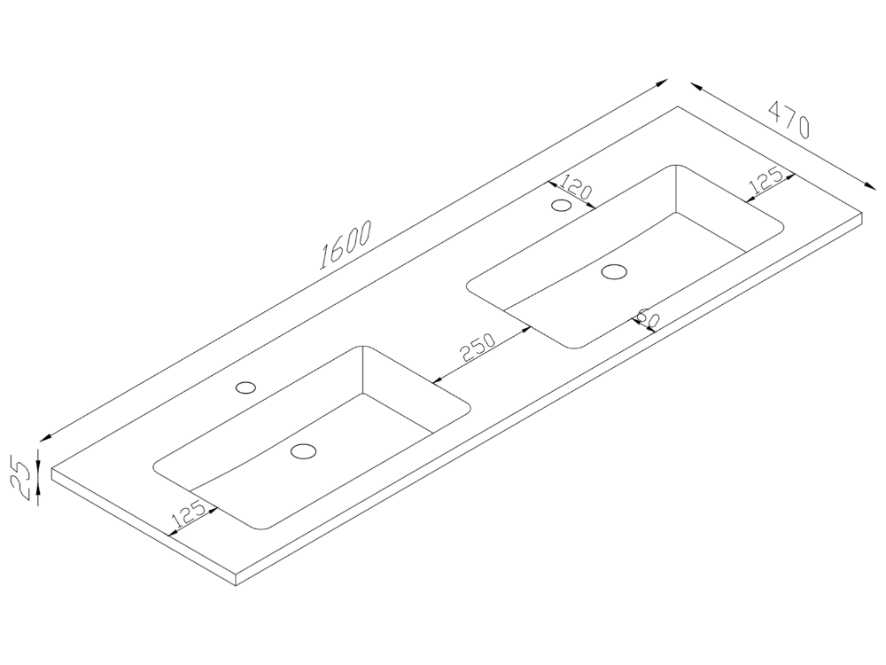 Kzoao 1600mm Honed Dual Bowl Lexus Top Matte White