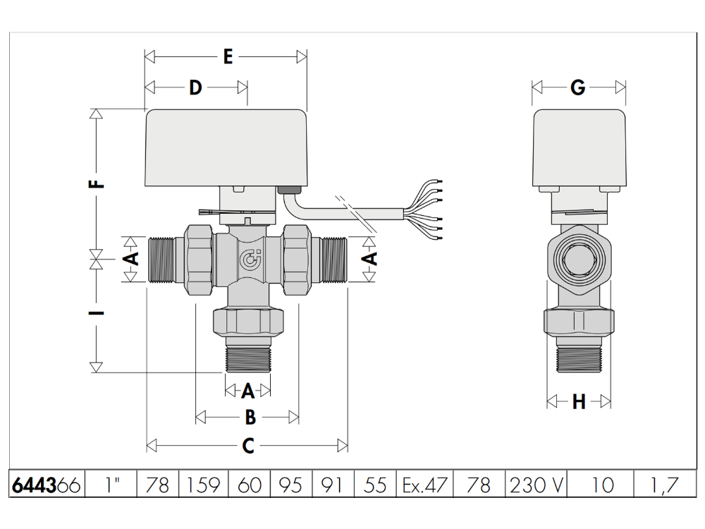 Caleffi 644 Series Full Flow 3-Way Zone Valve 25mm