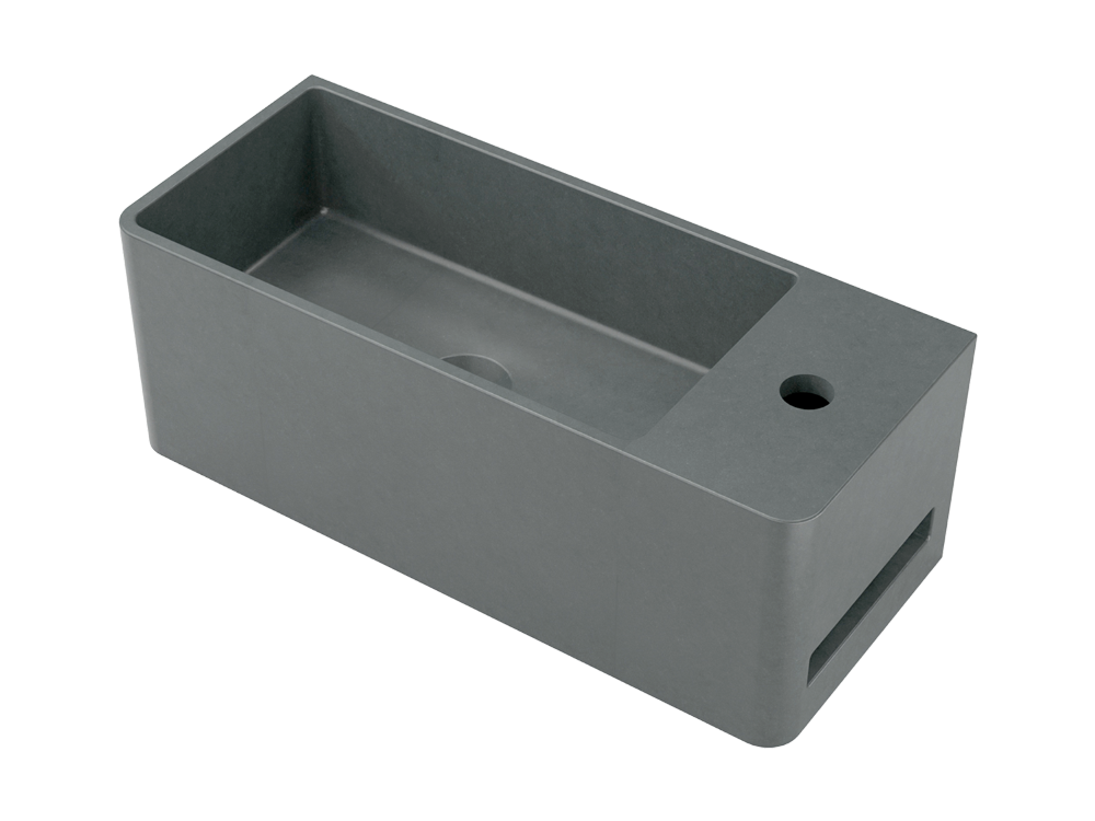 Tussock Concrete Basin 550 x 230mm With Tap Hole Black Earth