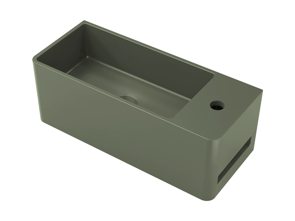 Tussock Concrete Basin 550 x 230mm With Tap Hole Grey Green