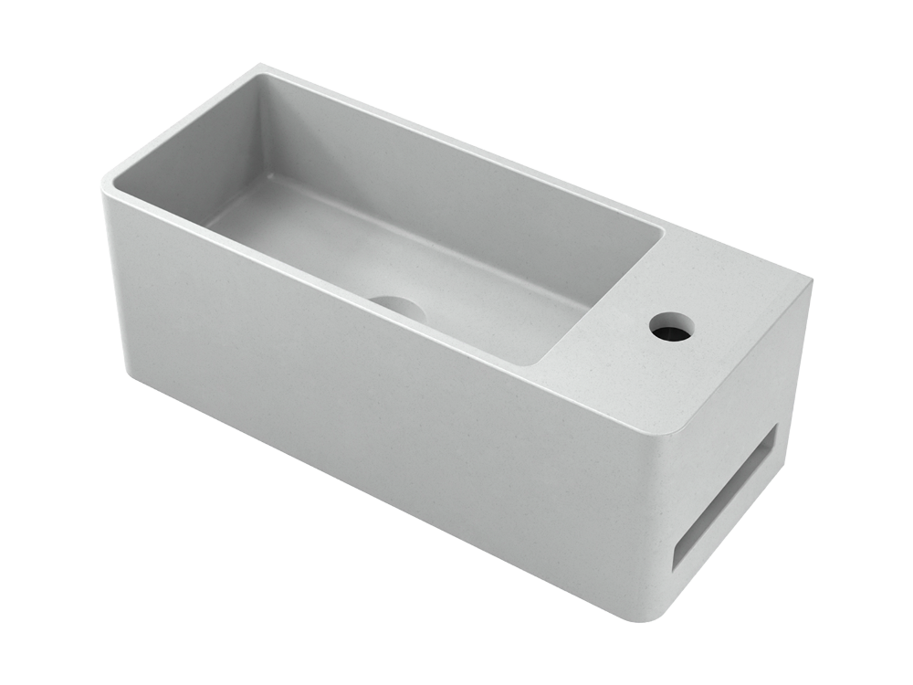 Tussock Concrete Basin 550 x 230mm With Tap Hole Grey White