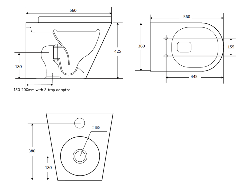 Boston Floor Mounted Pan Matte Black