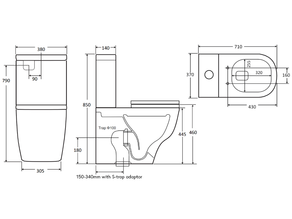 ModSpec Accessible Back To Wall Suite With Single Flap Seat and Raised= Button Gloss White