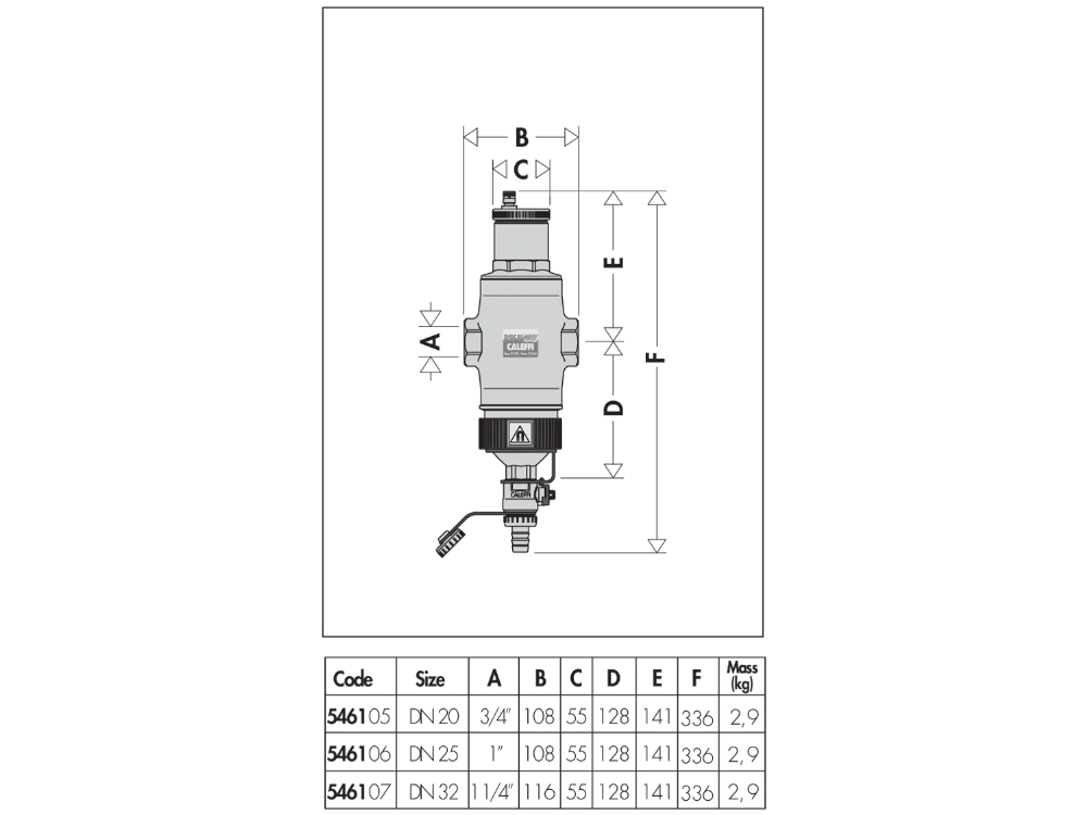 Caleffi 5461 Series 32mm Magnetic Deaerator-Dirt Separator 10Bar 110°C