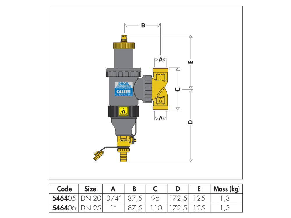 Caleffi 20mm Magnetic Deaerator-Dirt Separator 3Bar 90°C