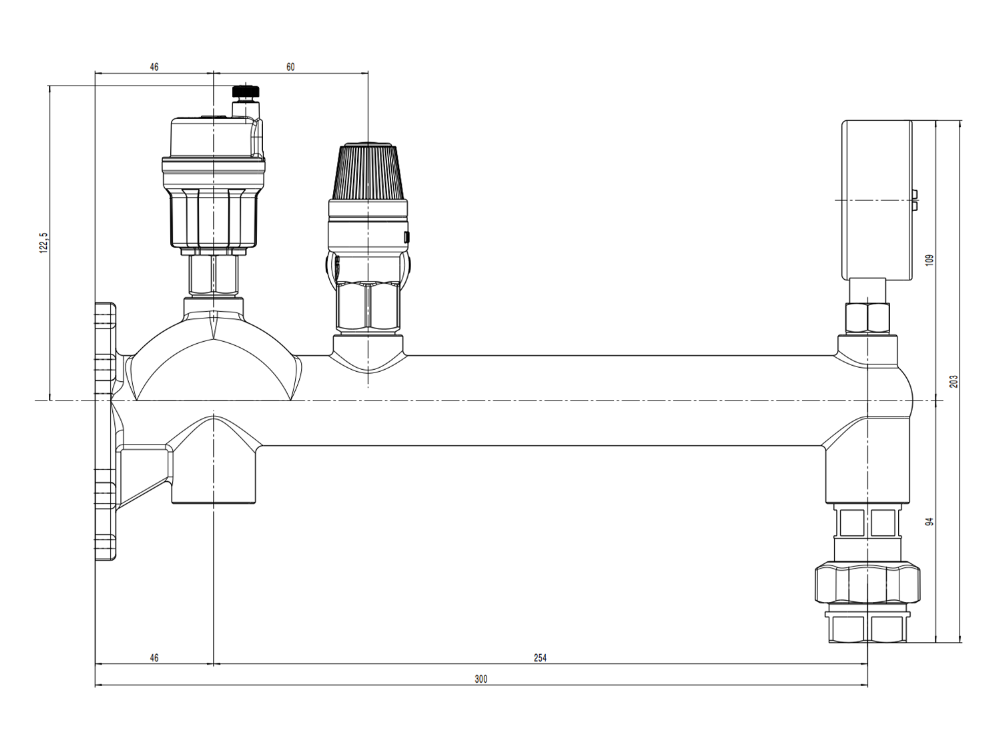 Caleffi Air Vent, Gauge and Safety Valve Manifold